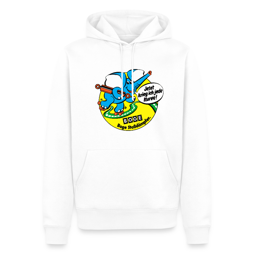 BOGE auto-motive wear - "Jetzt kriege ich jede Kurve" "Feel it" RETRO Men's Hoodie - white