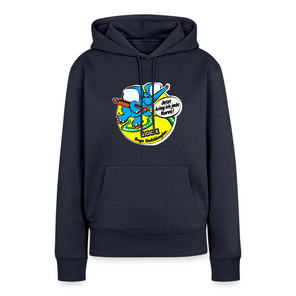 BOGE auto-motive wear – "Jetzt kriege ich jede Kurve" - " Feel it" RETRO WomanHoodie - navy