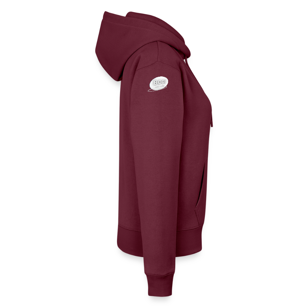 BOGE auto-motive wear – "Jetzt kriege ich jede Kurve" - " Feel it" RETRO WomanHoodie - burgundy