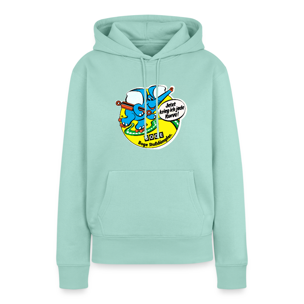 BOGE auto-motive wear – "Jetzt kriege ich jede Kurve" - " Feel it" RETRO WomanHoodie - mint 