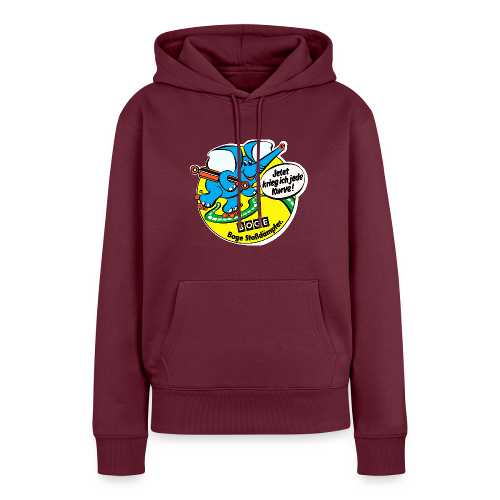 BOGE auto-motive wear – "Jetzt kriege ich jede Kurve" - " Feel it" RETRO WomanHoodie - burgundy