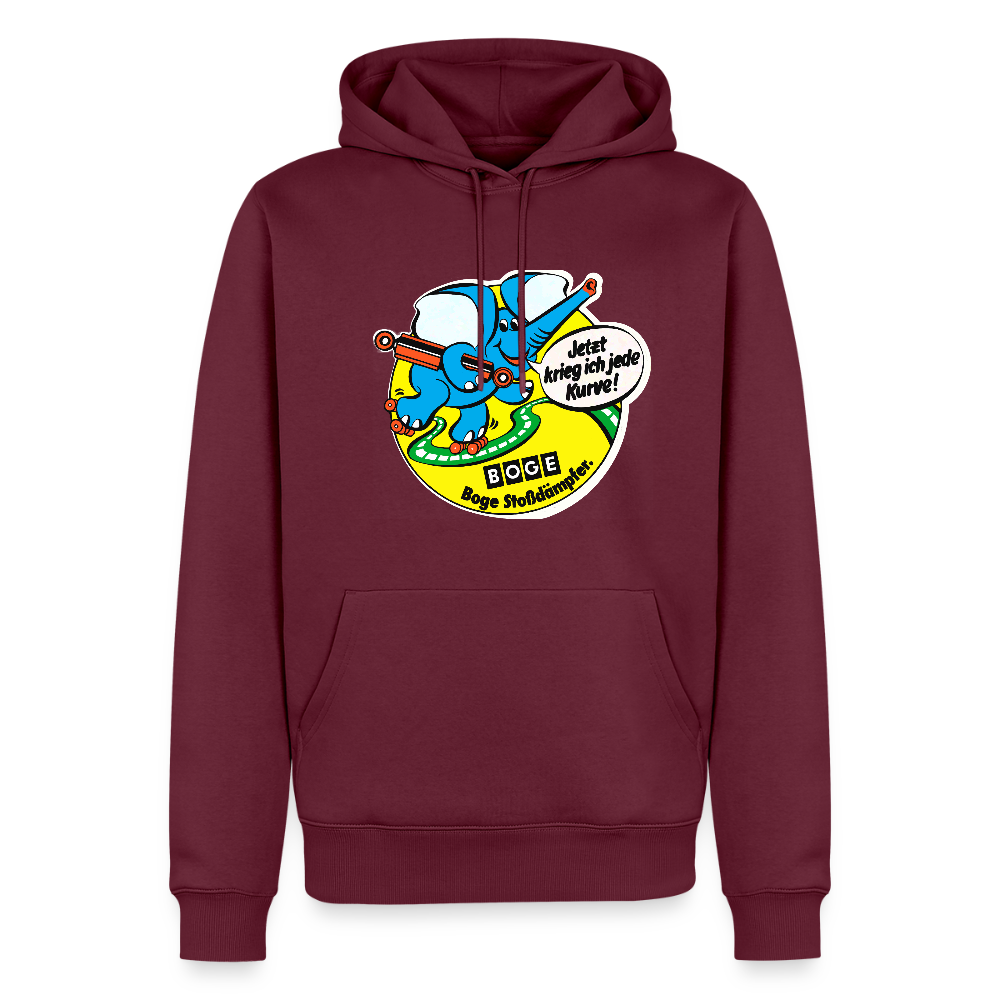 BOGE auto-motive wear - "Jetzt kriege ich jede Kurve" "Feel it" RETRO Men's Hoodie - burgundy