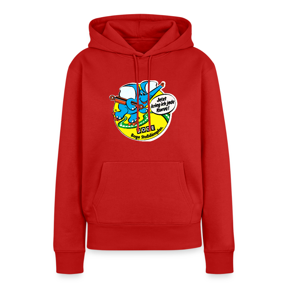 BOGE auto-motive wear – "Jetzt kriege ich jede Kurve" - " Feel it" RETRO WomanHoodie - red