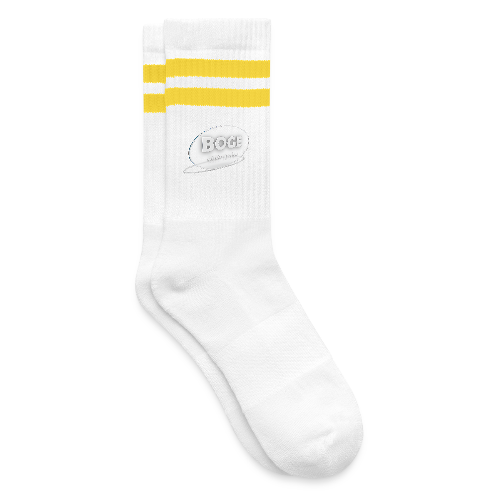 BOGE auto-motive wear -Striped tennis socks - white/yellow