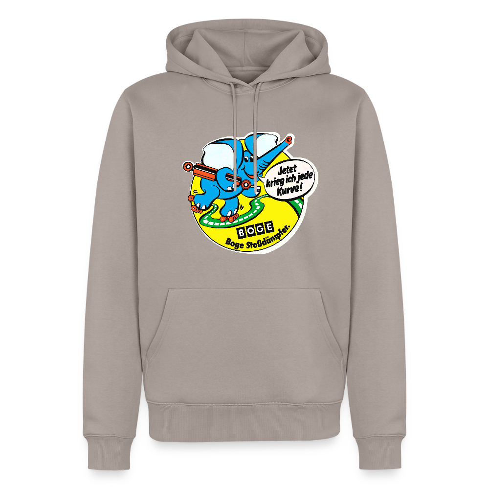 BOGE auto-motive wear - "Jetzt kriege ich jede Kurve" "Feel it" RETRO Men's Hoodie - taupe