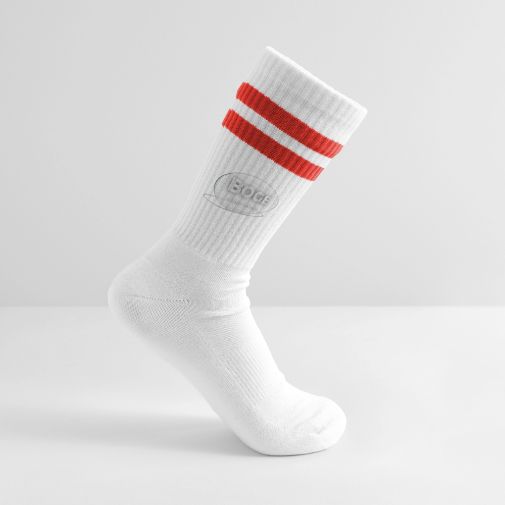 BOGE auto-motive wear -Striped tennis socks - white/red